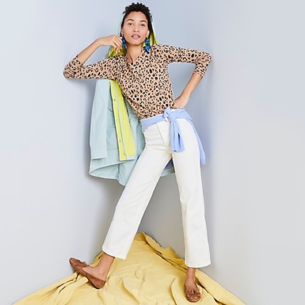 NWT J Crew Slim Wide Leg Pant In Washed Canvas